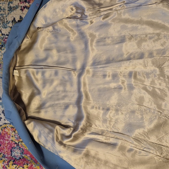 Vintage J Crew Single Breast Light Blue Button Front Full Length Coat - Picture 5 of 6